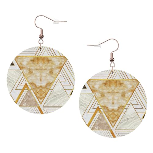 Runde Leder-Ohrringe mit abstraktem geometrischem Muster, für den täglichen Gebrauch bei der Arbeit, Damenmode, Einheitsgröße, Kunstleder von WOPQS
