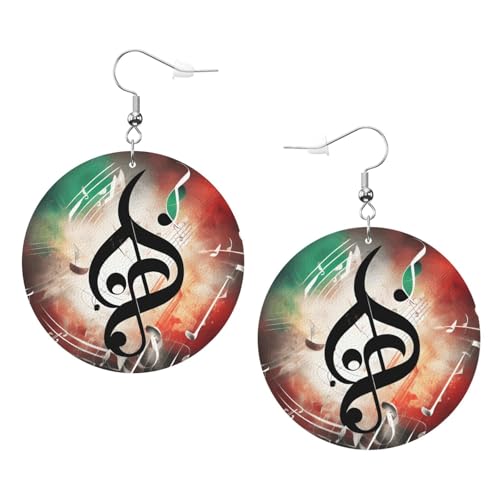 Runde Ohrringe aus Leder mit Musiknoten, für den täglichen Gebrauch bei der Arbeit, Damenmode, Einheitsgröße, Kunstleder Runde Ohrringe aus Leder mit Musiknoten, für den täglichen Gebrauch bei der Arbeit, Damenmode, Einheitsgröße, Kunstleder von WOPQS