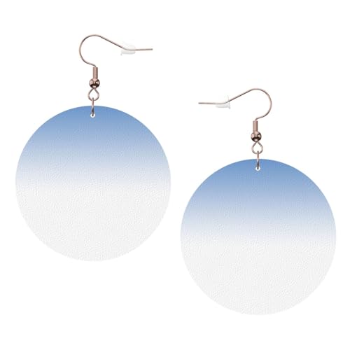 Runde Ohrringe aus strukturiertem blauem Leder, für den täglichen Gebrauch bei der Arbeit, Einheitsgröße, Kunstleder von WOPQS