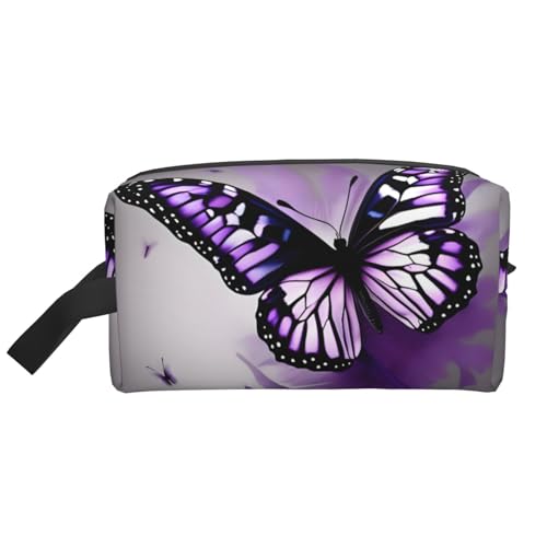 Schöne lila Schmetterling Kunst Aufbewahrungstasche Kulturbeutel Kosmetiktasche Schreibwaren Tasche Reisetasche Tägliche Aufbewahrungstasche, weiß, Einheitsgröße von WOPQS