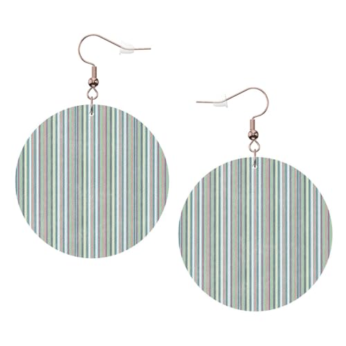 Vertikale Streifen Leder Runde Ohrringe Tägliches Zubehör Arbeiten bei der Arbeit Damenmode, Einheitsgröße, Kunstleder von WOPQS