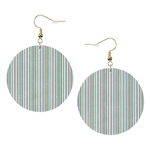 Vertikale Streifen Leder Runde Ohrringe Tägliches Zubehör Arbeiten bei der Arbeit Damenmode, Einheitsgröße, Kunstleder von WOPQS
