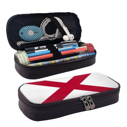 WOPQS Alabama Federmappe mit Staatsflagge, Leder, Stifteetui, Schreibwaren, College-Tasche, Organizer von WOPQS