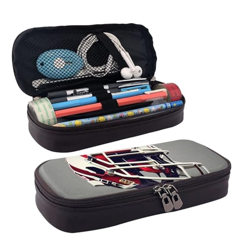 WOPQS American Football Leder-Federmäppchen, Stifteetui, Schreibwaren, College-Tasche, Organizer von WOPQS