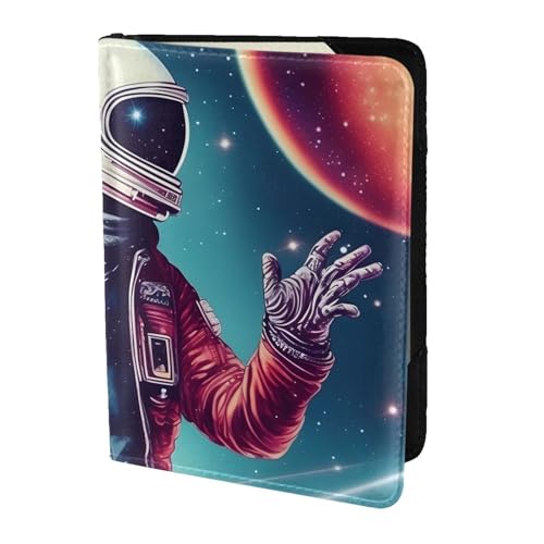 WOPQS Cooler Mann im Weltraum Galaxy Reisepasshülle 14 cm Reisezubehör Dokumentenhülle Blockier-Organizer von WOPQS