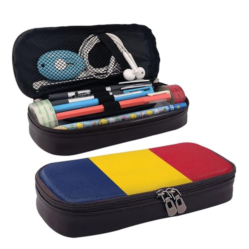 WOPQS Federmäppchen, Motiv: Flagge des Tschads, Leder, Stifteetui, Schreibwaren, College-Tasche, Organizer WOPQS Federmäppchen, Motiv: Flagge des Tschads, Leder, Stifteetui, Schreibwaren, College-Tasche, Organizer von WOPQS