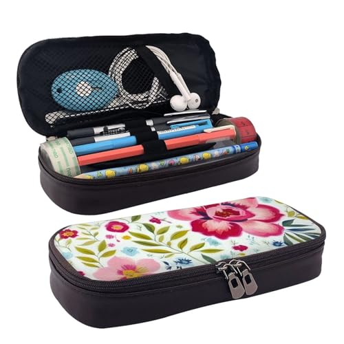 WOPQS Federmäppchen aus Leder, Blumenblatt-Design, Stifteetui, Schreibwaren, College-Tasche, Organizer WOPQS Federmäppchen aus Leder, Blumenblatt-Design, Stifteetui, Schreibwaren, College-Tasche, Organizer von WOPQS