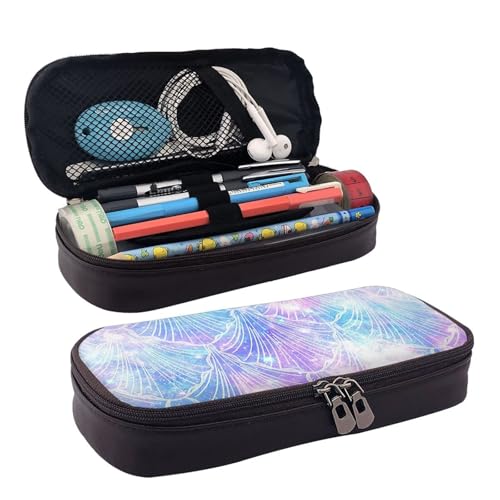 WOPQS Federmäppchen aus Leder, Meerjungfrauen-Schuppe, Stifteetui, Schreibwaren, College-Tasche, Organizer von WOPQS