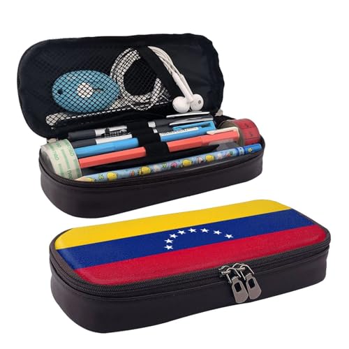WOPQS Federmäppchen aus Leder, Motiv: Flagge von Venezuela, Stifteetui, Schreibwaren, College, Organizer, Box WOPQS Federmäppchen aus Leder, Motiv: Flagge von Venezuela, Stifteetui, Schreibwaren, College, Organizer, Box von WOPQS