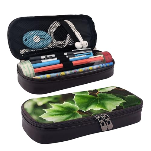 WOPQS Federmäppchen aus Leder mit Efeublütenbaum-Motiv, Stifteetui, Schreibwaren, College-Tasche von WOPQS