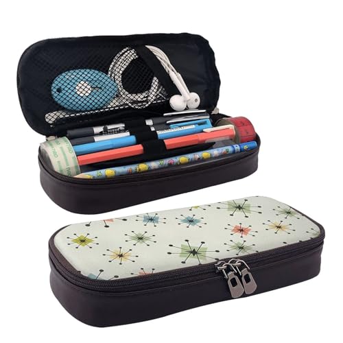 WOPQS Federmäppchen aus Leder mit abstraktem geometrischem Muster, Federmappe für Schreibwaren, College-Tasche WOPQS Federmäppchen aus Leder mit abstraktem geometrischem Muster, Federmappe für Schreibwaren, College-Tasche von WOPQS