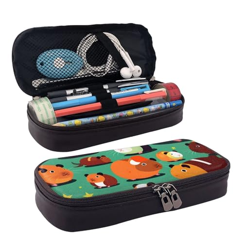 WOPQS Federmäppchen aus Leder mit niedlichem Meerschweinchen-Motiv, Stifteetui, Schreibwaren, College-Tasche, Organizer WOPQS Federmäppchen aus Leder mit niedlichem Meerschweinchen-Motiv, Stifteetui, Schreibwaren, College-Tasche, Organizer von WOPQS