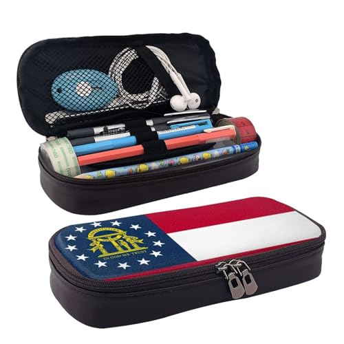 WOPQS Federmäppchen mit Georgia-Flagge, Leder, Stifteetui, Schreibwaren, College-Etui, Organizer WOPQS Federmäppchen mit Georgia-Flagge, Leder, Stifteetui, Schreibwaren, College-Etui, Organizer von WOPQS