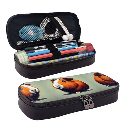 WOPQS Federmäppchen mit Meerschweinchen-Illustration, Leder, Stifteetui, Schreibwaren, College-Tasche, Organizer WOPQS Federmäppchen mit Meerschweinchen-Illustration, Leder, Stifteetui, Schreibwaren, College-Tasche, Organizer von WOPQS