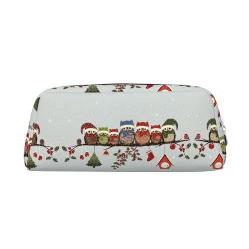 WOPQS Federmäppchen mit niedlichem Weihnachts-Eulen auf Ast, Organizer, Federmäppchen, ästhetisches Zubehör, multifunktionales Federmäppchen, silber, Einheitsgröße, Taschen-Organizer von WOPQS