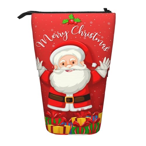 WOPQS Frohe Weihnachten Vertikales einziehbares Federmäppchen College Pouch Schreibwaren Multifunktionale Aufbewahrungstasche von WOPQS