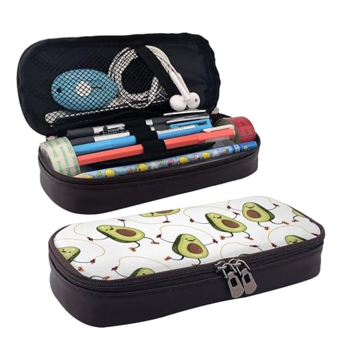 WOPQS Lustiges Federmäppchen aus Leder mit Cartoon-Avocados, Stifteetui, Schreibwaren, College-Tasche, Organizer WOPQS Lustiges Federmäppchen aus Leder mit Cartoon-Avocados, Stifteetui, Schreibwaren, College-Tasche, Organizer von WOPQS