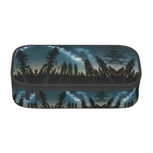WOPQS Night Sky with Trees Pencil Case Pen Case Multifunctional Storage Bag Office Big Capacity Pencil Pen Case, Schwarz , Einheitsgröße, Taschen-Organizer von WOPQS