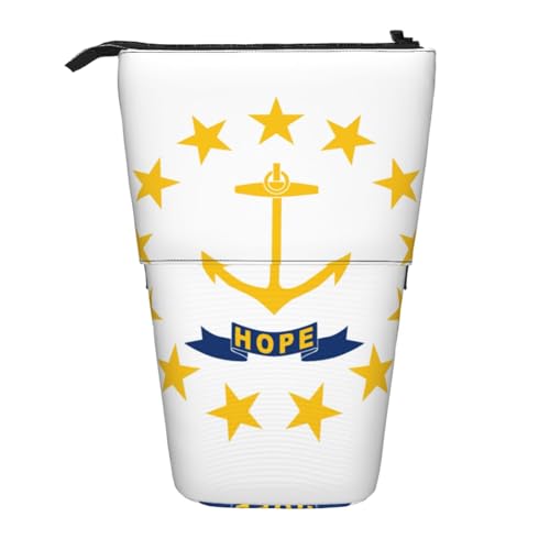 WOPQS Rhode Island State Flag Vertikales einziehbares Federmäppchen College-Tasche Schreibwaren multifunktionale Aufbewahrungstasche von WOPQS