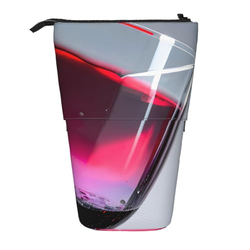 WOPQS Rotweinflasche Glas Vertikal einziehbares Federmäppchen College-Tasche Schreibwaren Multifunktionale Aufbewahrungstasche von WOPQS