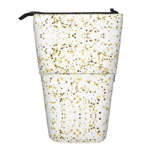WOPQS Sparsed Dreamy Stars and Spots Vertikales einziehbares Federmäppchen, College-Tasche, Schreibwaren, multifunktionale Aufbewahrungstasche von WOPQS