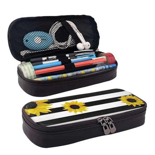 WOPQS Stilvoller Sonnenblumen-Leder-Federmäppchen, Stifteetui, Schreibwaren, College-Tasche, Organizer WOPQS Stilvoller Sonnenblumen-Leder-Federmäppchen, Stifteetui, Schreibwaren, College-Tasche, Organizer von WOPQS