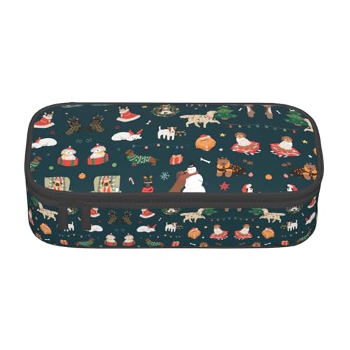 WOPQS Weihnachtsmann Weihnachten Federmäppchen Stifteetui Multifunktionale Aufbewahrungstasche Büro Große Kapazität Bleistift Stifteetui, Schwarz , Einheitsgröße, Taschen-Organizer von WOPQS