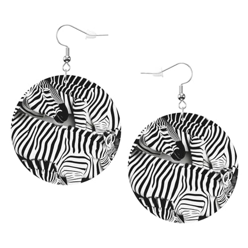 Zebra-Leder-Ohrringe, rund, für den täglichen Gebrauch, Arbeiten, Damenmode, Einheitsgröße, Kunstleder Zebra-Leder-Ohrringe, rund, für den täglichen Gebrauch, Arbeiten, Damenmode, Einheitsgröße, Kunstleder von WOPQS