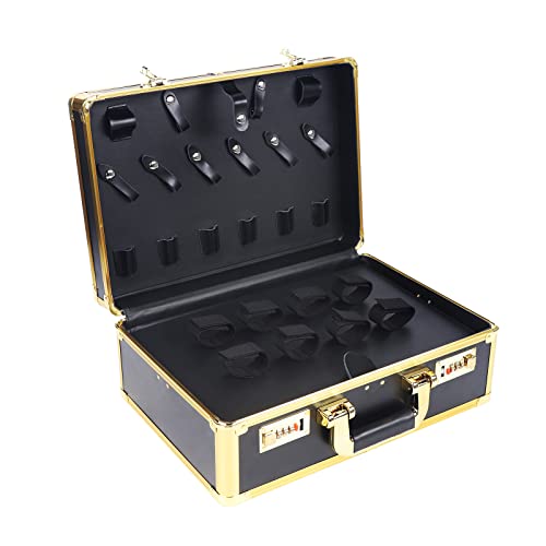 Werkzeugkasten Mit Codeschloss, Barber Tool Travel Organizer Case, Friseursalon Clipper Trimmer Halter Tragbare Friseur Schere Tasche Multifunktions 40×28×16 cm (Gold) von WOQLIBE