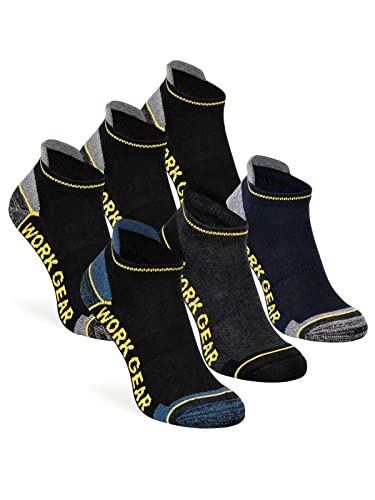 WORK GEAR Herren Arbeitssocken Sneaker-Socken Kurz Baumwolle Robust Verstärkt Atmungsaktiv (6 Paar) 43-46, WG122450000 von WORK GEAR