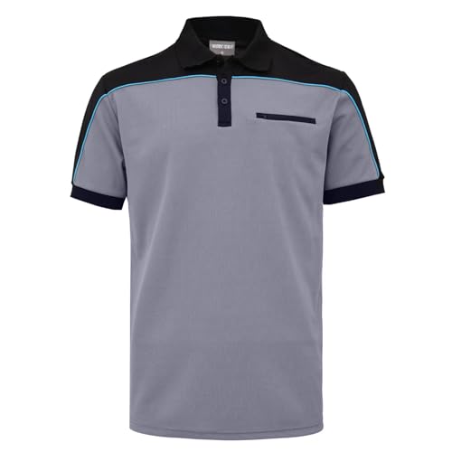 WORK IDEA Herren Polo-Shirt Arbeit Kurzarm Arbeitsshirt - 100% Polyester mit Kontrastfarben von WORK IDEA