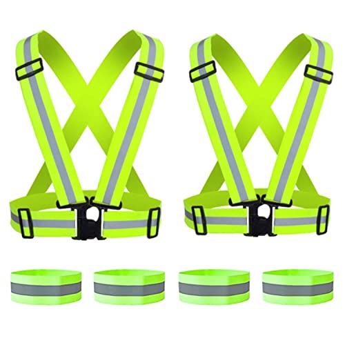 WORK IDEA 2er Pack Warnschutzweste, Reflektierende Weste Zertifikat, Verstellbare Weste für Fahrrad, Laufen, Wandern oder Outdoor von WORK IDEA
