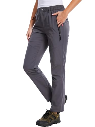WORK IDEA Damen-Wanderhose, Outdoor, wasserabweisend, schnell trocknend, flexibel, leicht, grau dunkel, Groß von WORK IDEA