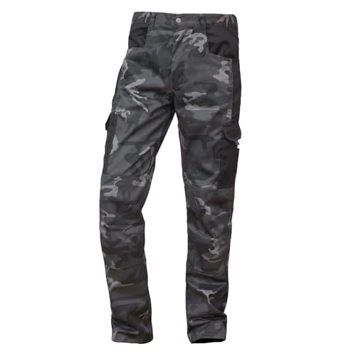WORK IDEA Herren-Arbeitshose - Camouflage-Hose Herren-Cargohose mit innenliegenden Knietaschen von WORK IDEA