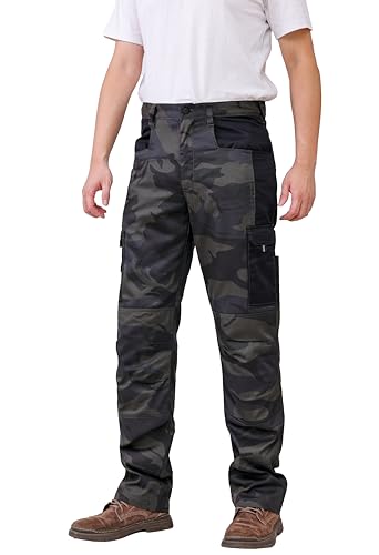 WORK IDEA Herren-Arbeitshose - Camouflage-Hose Herren-Cargohose mit innenliegenden Knietaschen von WORK IDEA