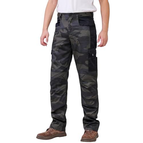 WORK IDEA Herren-Arbeitshose - Camouflage-Hose Herren-Cargohose mit innenliegenden Knietaschen von WORK IDEA