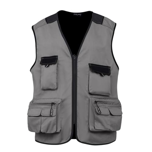 WORK IDEA Herren Outdoor-Arbeitsweste Multi-Pocket-Angelweste Lichtfeldweste Tarnweste Sommer-Multifunktionsweste atmungsaktive Angelweste… von WORK IDEA