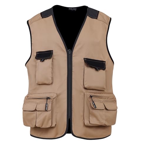 WORK IDEA Herren Outdoor-Arbeitsweste Multi-Pocket-Angelweste Lichtfeldweste Tarnweste Sommer-Multifunktionsweste atmungsaktive Angelweste… von WORK IDEA