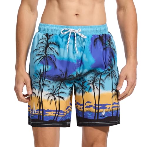 WORK IDEA Herren Schnelltrocknende Badehose mit Print aus 100% Polyester - Sommerstrand Boardshorts von WORK IDEA