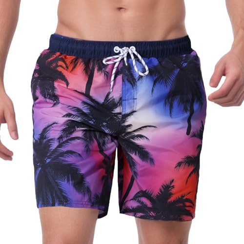 WORK IDEA Herren Schnelltrocknende Badehose mit Print aus 100% Polyester - Sommerstrand Boardshorts von WORK IDEA
