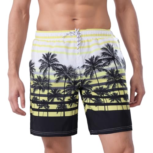 WORK IDEA Herren Schnelltrocknende Badehose mit Print aus 100% Polyester - Sommerstrand Boardshorts von WORK IDEA
