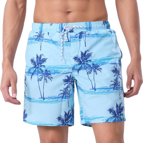 WORK IDEA Herren Schnelltrocknende Badehose mit Print aus 100% Polyester - Sommerstrand Boardshorts von WORK IDEA