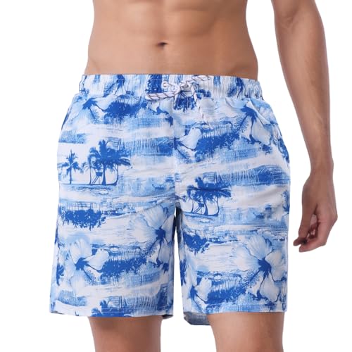 WORK IDEA Herren Schnelltrocknende Badehose mit Print aus 100% Polyester - Sommerstrand Boardshorts von WORK IDEA