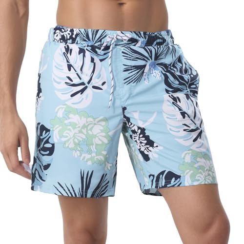 WORK IDEA Herren Schnelltrocknende Badehose mit Print aus 100% Polyester - Sommerstrand Boardshorts von WORK IDEA