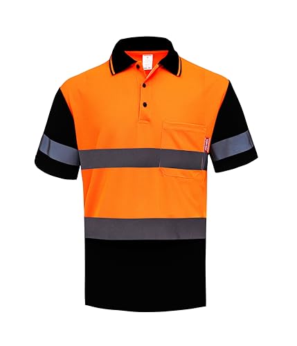 WORK IDEA Herren Warnschutz Poloshirt, Reflektierendes Arbeits Poloshirt von WORK IDEA