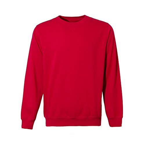 WORK IDEA Männer Crewneck Sweatshirt Arbeitskleidung Pullover Herren Basic Arbeitspullover (Rot,M) von WORK IDEA