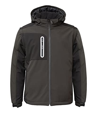 WORK IDEA Softshelljacke Herren Wasserabweisend Atmungsaktiv 2 in 11 Weste Abnehmbare Ärmel + Kapuze Regenjacke Winter Arbeitsjacke Outdoor Wandern von WORK IDEA