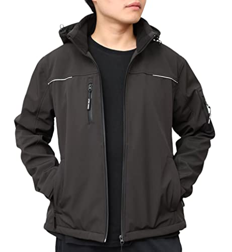 Softshelljacke Herren Wasserdicht Atmungsaktiv mit abnehmbarem Hoodie, Radjacke, Regenjacke, Arbeitsjacke, Outdoor-Wandern von WORK IDEA