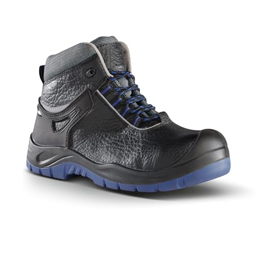 WORKPOWER – Sicherheitsstiefel S3 Pisa für Herren – Sicherheitsschuhe mit metallfreiem Durchtrittschutz & Kunststoffkappe – verfügbar in den Größen 43 (Schwarz/Blau) von WORKPOWER