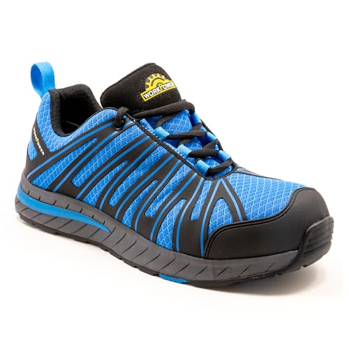 WORKPOWER– Sport Sicherheitsschuhe S1P Denton für Herren – leichte Arbeitsschuhe mit metallfreiem Durchtrittschutz & Kunststoffkappe – verfügbar in den Größen 42 (Blau) von WORKPOWER